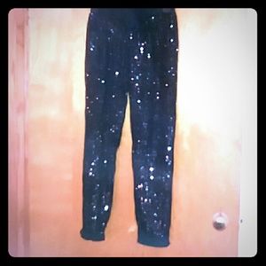Justice Black Sequin Pants Size 12